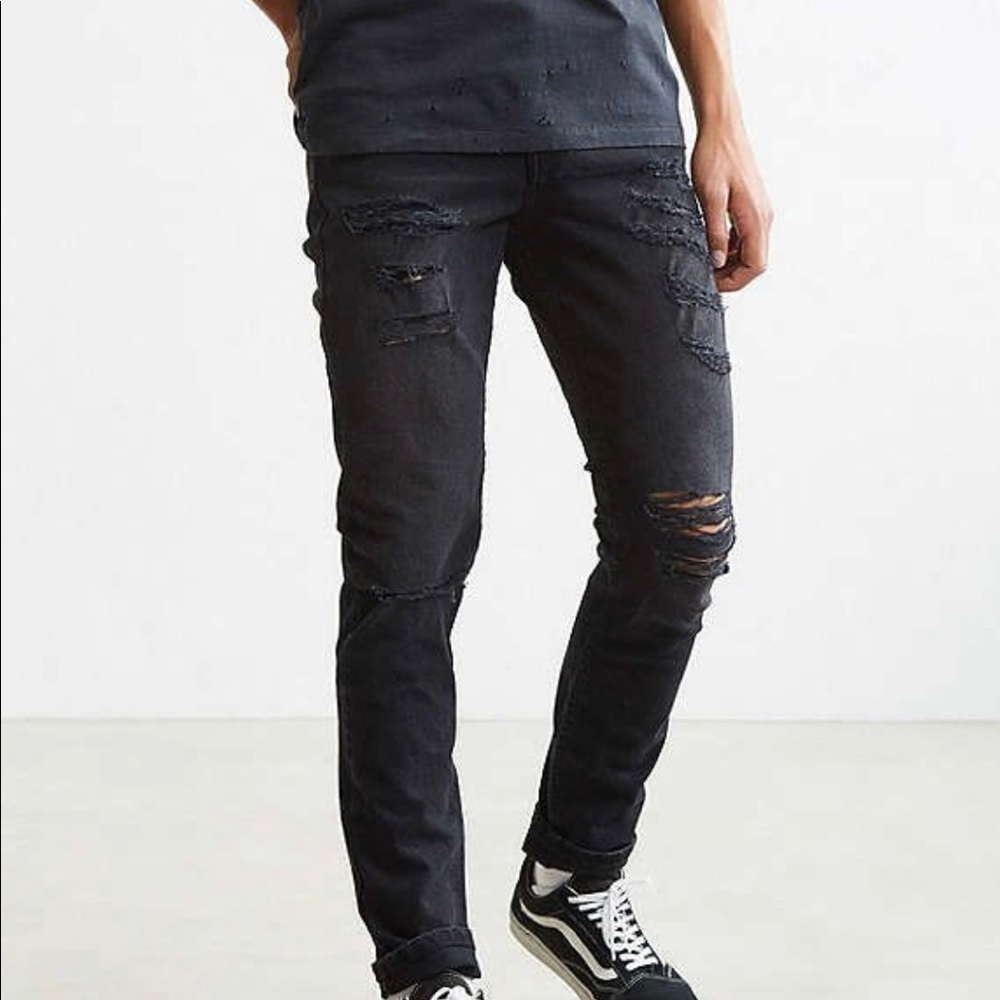 BDG Men's Black Ripped Skinny Jeans